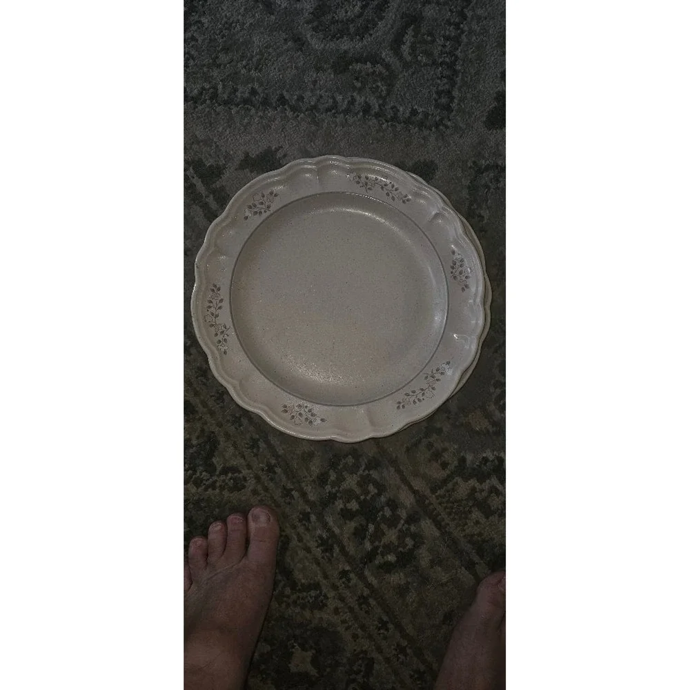 Vintage Pfaltzgraff Dinnerware Plate. Beige with Pink Floral Set of 2